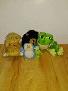 Lot of 4 GANZ Webkinz Plush - Frog, Hippo, Bear & Pingun - Picture 1 of 10