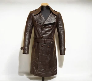 Herren dunkel braun ledermantel vintage 70s jahre Größe M - Bild 1 von 15