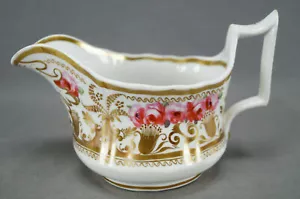 British New Hall Pattern 2901 Pink Rose & Gold Porcelain Creamer C. 1820-1825 - Picture 1 of 9