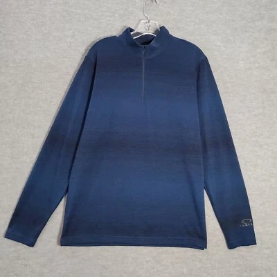 Camisa Oakley Hombres Ropa Activa Top Mediana Azul Ombre Logo 1/4 Cremallera Logo Hydrolix Foto 1 de 4