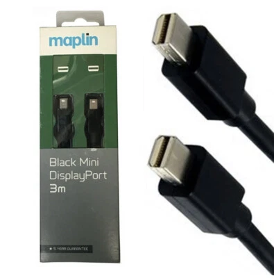3m Mini Display Port Male To Mini Display Port Male Cable Adapter Black New - Image 1 of 3