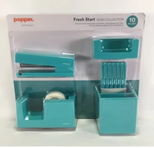 Poppin 10 Piece Set Fresh Start Desk Collection (Aqua) - Picture 1 of 2