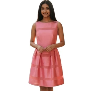 Vestido J Taylor Coral Melocotón Sin Mangas Escote Redondo Hasta la Rodilla Talla 16 - Imagen 1 de 11