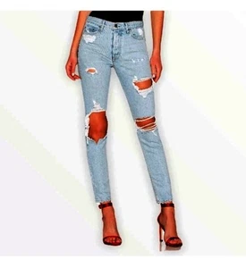 GRLFRND Jeans Size 27 Karolina Jaggar Wash High Waist Revolve Ripped Torn - Picture 1 of 8