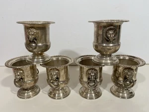 6pc Silver Plated Lion Head Toothpick Holders - Picture 1 of 4