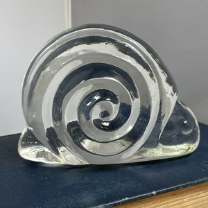 BLENKO Snail Art Glass Clear Paperweight Made In West Virginia USA - Picture 1 of 12