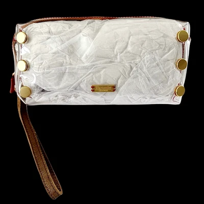 HAMMITT CLEAR /BRUSHED GOLD  CONVERTIBLE MAKE UP BAG - WRISTLET BAG NWT $175 - Image 1 of 4