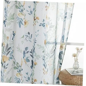 Floral Curtains for Living Room 84 inches Long Classic Printed Flower Leaf - Picture 1 of 8