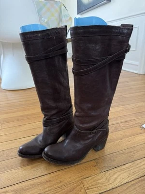 Botas Frye Jane Tirantes Altas Cuero Marrón Talla 8 B Foto 1 de 4