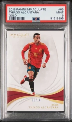 2018-19 Panini Immaculate Thiago Alcantara Spain Gold 3/10 PSA9 POP1 - Image 1 of 2
