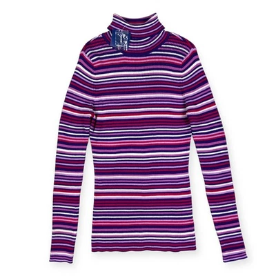 Suéter cuello alto tejido acanalado rosa púrpura de colección Basic Editions para mujer XL Foto 1 de 4