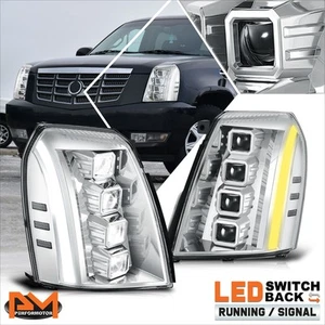 For 07-14 Cadillac Escalade ESV EXT Quad Projector Switchback LED DRL Headlights - Picture 1 of 7