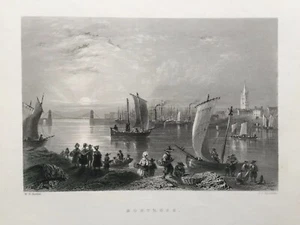 1840 Antique Print; Montrose Harbour & Town, Angus after W.H. Bartlett - Picture 1 of 2