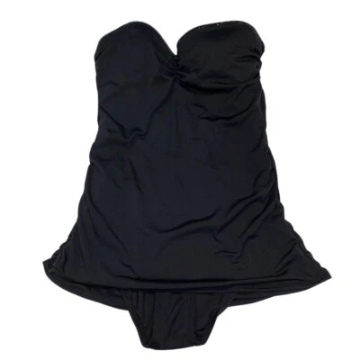 Carmen Marc Valvo Women's Strapless One Piece Swimsuit Size 14 Black Draped - Image 1 of 4