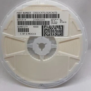 Kemet C0603C470j5Gacauto Kappe Keramik 47pF 50V C0G 5 % SMD 0603 125°C T/R 4000 Stück - Bild 1 von 2