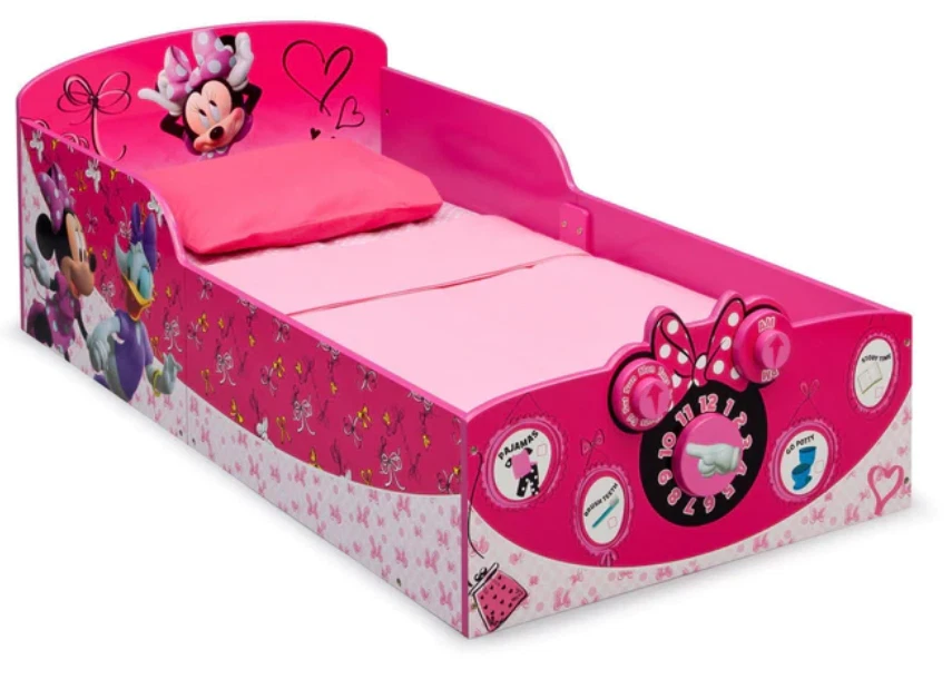 Cama para niños pequeños Minnie Mouse Disney madera niñas niños muebles niños rosa nueva Foto 1 de 3