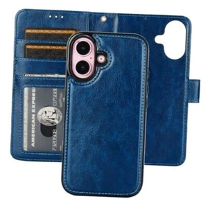 Detachable Wallet Case for iPhone 16 RFID Blocking Card Slots Holder Blue - Picture 1 of 7