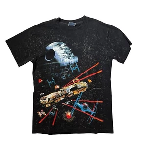 Vintage 90s Star Wars T Shirt Kids Large All Over Print Tee 1996 USA - Picture 1 of 6
