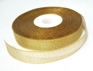 5/8 inch / 15mm wide - 33 yds /30 mt Gold Metallic Ribbon Trim MR6 - Picture 1 of 8