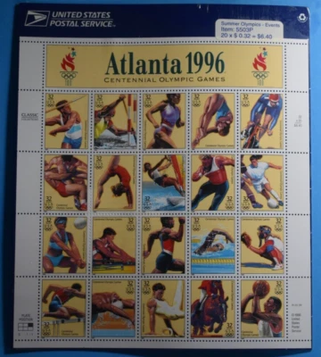 US SCOTT #3068 - 32c Atlanta 1996 Olympic Game Pane of 20 - P.O. sealed- MNH - Image 1 of 2
