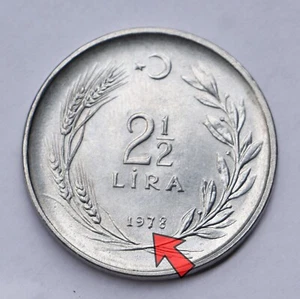 MINT ERROR 1978 Turkey 2 1/2 Lira Coin - Picture 1 of 2