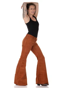 Comycom Damen Cord Schlaghose SlimFit mittelbraun - Bild 1 von 9