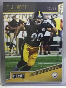 T.J. Watt 2018 Playoff 1st Down Gold Parallel Pittsburgh Steelers #169 SP /99 - Picture 1 of 12
