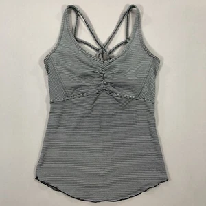 Prana Yoga Clothing Striped Sports Gray Tank Top - Built in Bra - Womens XS - Picture 1 of 7