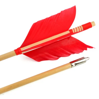 6x Archery Flu-Flu Arrows 8.5mm Wooden Arrow 4 Feathers Fletching Target Hunting - Image 1 of 4