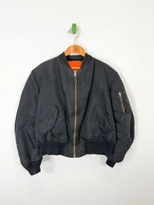 Chaqueta intermedia Alpha Industries Vinage MA-1 Flyer's talla XL para hombre negra años 80 - Imagen 1 de 8
