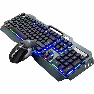 Wireless Keyboard and Mouse Rainbow LED Backlit Rechargeable Keyboard Mouse - Image 1 of 4