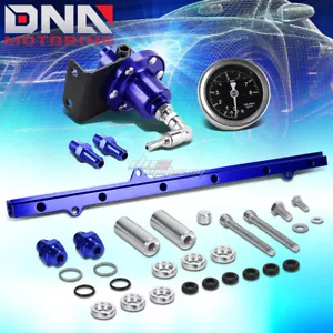 ALUMINUM 160 PSI 1:1 FUEL PRESSURE REGULATOR BLUE+INJECTOR RAIL FOR JZA80 SUPRA - Foto 1 di 9