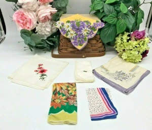 6 pañuelos vintage surtidos 1 con bordado 1 con borde de ganchillo, 3 con etiquetas - Imagen 1 de 12