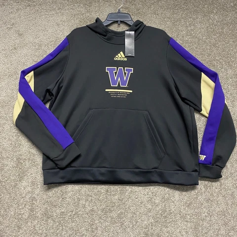 Washington Huskies Sweatshirt Womens 2X Black Adidas Hoodie Pullover TEAM Ladies Cover