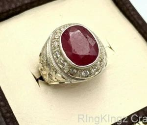 Natural Ruby Stone Mens Ring Size 9 Handmade 925 Sterling Silver Yaqoot Size 9 - Picture 1 of 6