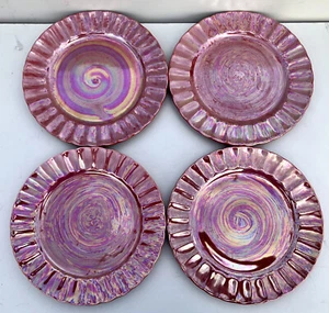SET (4) American Atelier Vintage Glanz 10,25" rot irisierend Speiseteller RAR - Bild 1 von 5
