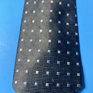 Claiborne Silk Tie Black Gray Beige Polka Dots Geometric Men Necktie 57 x 3.75 - Picture 1 of 6