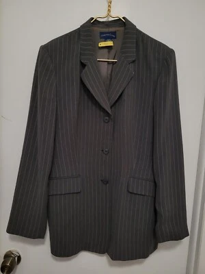 Charter Club Striped Jacket Black Woman Long Sleeve Polyester Size 16 Lining - Image 1 of 4