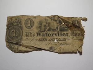 $1 1830's West Troy New York Obsolete Currency Bank Note Bill! Watervliet Bank - Imagen 1 de 2