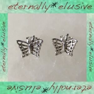 925 Filigree Butterfly Insect Small Stud Earrings Pierced Post Vintage Jewellery