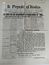 IL POPOLO D'ITALIA 29 OTTOBRE 1922 MARCIA SU ROMA GOVERNO MUSSOLINI