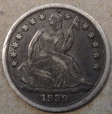 1839 No Drapery Liberty Seated Half Dime XF+ Cover
