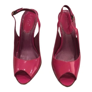 Aldo Women's Pink Peep Toe Slingback Platform Heels Patent Leather Pumps Size 7 - Picture 1 of 5