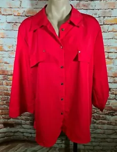 BNWT Womens Sz 18 Noni B Lollipop Red Pocket Detail Shirt Tab Sleeve RRP $69.99 - Picture 1 of 3