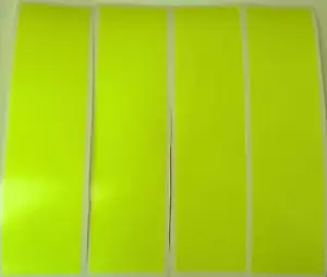 4 X YELLOW FLUORESCENT STRIPS OF VINYL/TAPE 8" x 2" VEHICLES/ARTS AND CRAFTS. - Picture 1 of 1