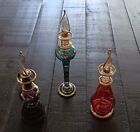 3 Vintage Decorative Glass Genie Bottles  5 & 6 Inches Tall