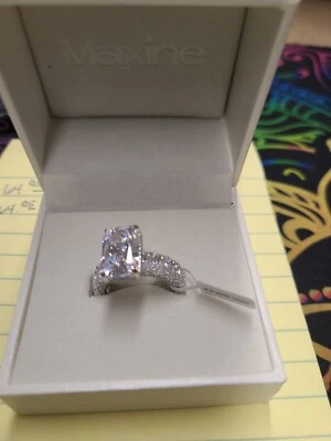 Maxine Gorgeous Radiant Cut SimulatedEngagement Ring  Sterling Silver - Image 1 of 4