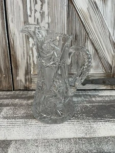 REAL Antique American Brilliant Period Cut Glass Crystal Pitcher - 10" ca 1900 - Picture 1 of 12