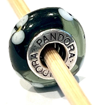 PANDORA 790604 черный цветок стекла подвеска серебро штамп эля 925 снят с производства  - Изображение 1 из 4