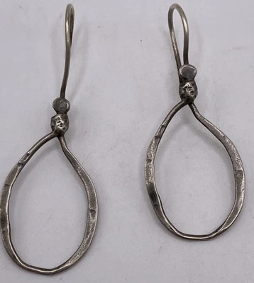 Подлинные кованые овальные серьги-капли Pandora S925 ALE SS 2 дюйма 1,7 г W1551 - Изображение 1 из 4